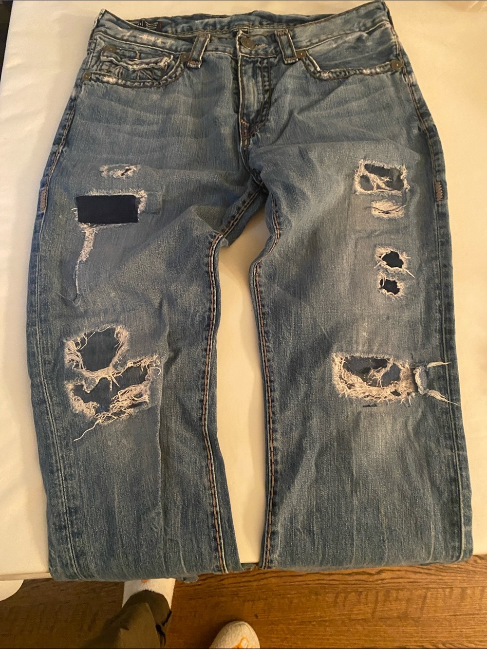 Two pairs of Vintage made in USA Men's True Religion Jeans.